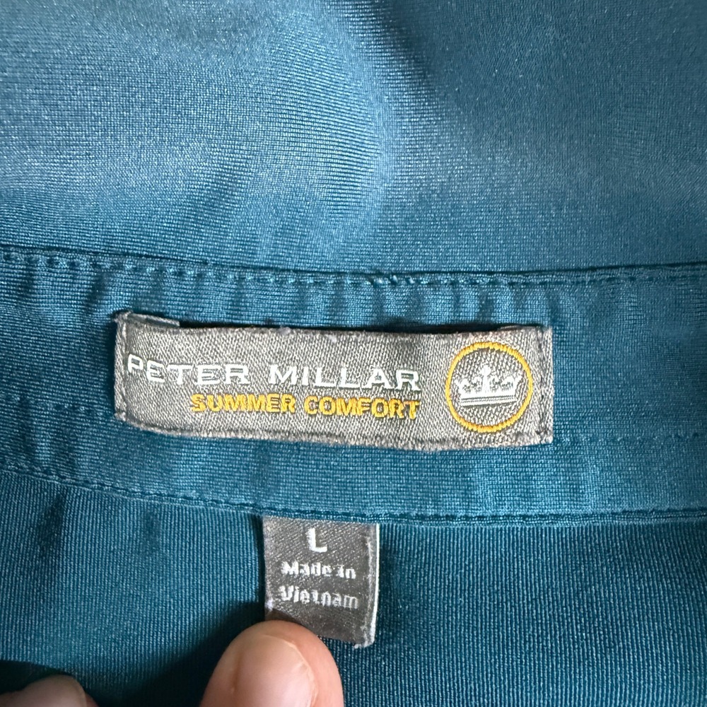 Peter Millar Summer Comfort Golf Polo Shirt Prestonwood Logo Blue Large (READ) - Picture 5 of 11
